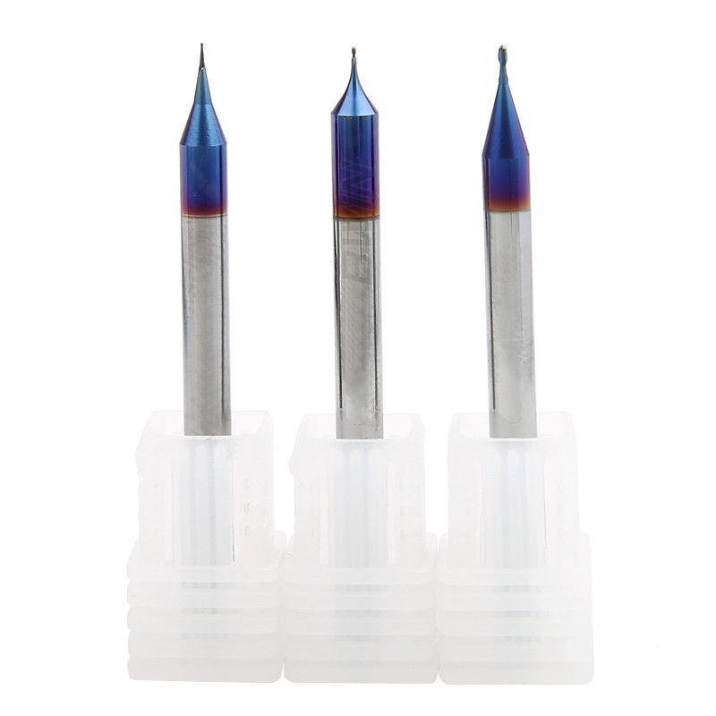 HRC65 2 Flute Ball Nose Micro Machining End Mill Karbida Pemotong Penggilingan Diameter Mikro
